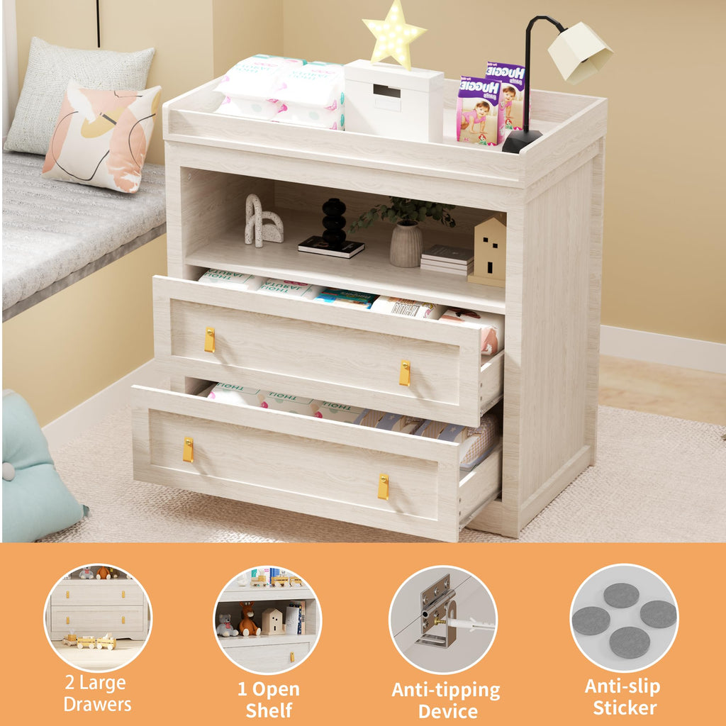 Beige Baby Dresser with Changing Table Top I267934
