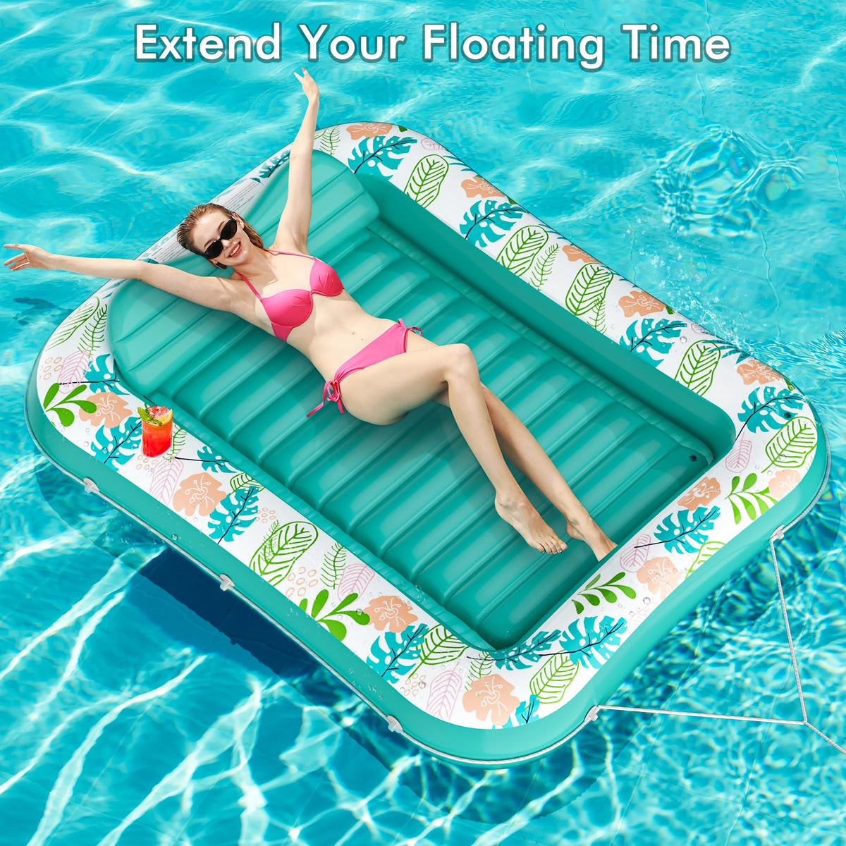 Inflatable Tanning Pool Lounger 75" x 51" Green D80712
