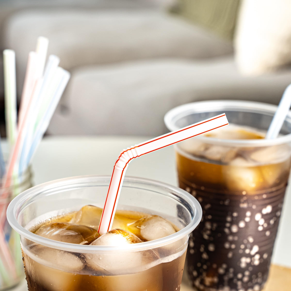 Disposable Striped Plastic Flex Straws, 100 Count G90193
