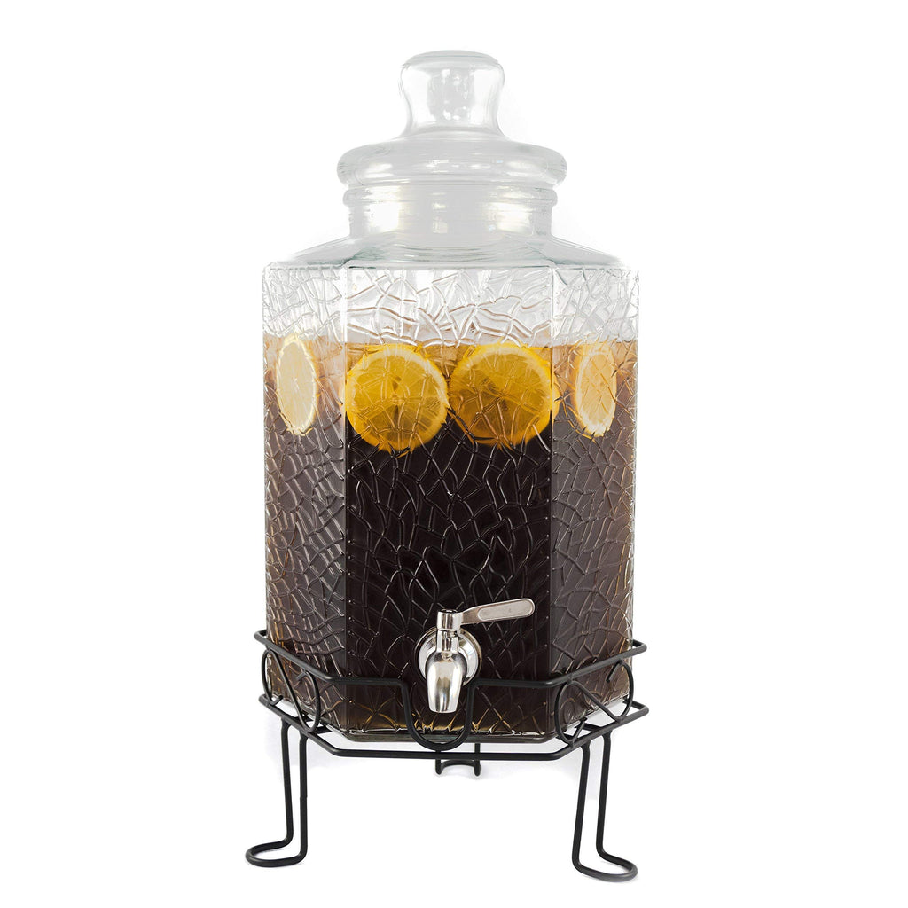 2.5 Gallon Glass Beverage Dispenser with Spigot and Stand M457805