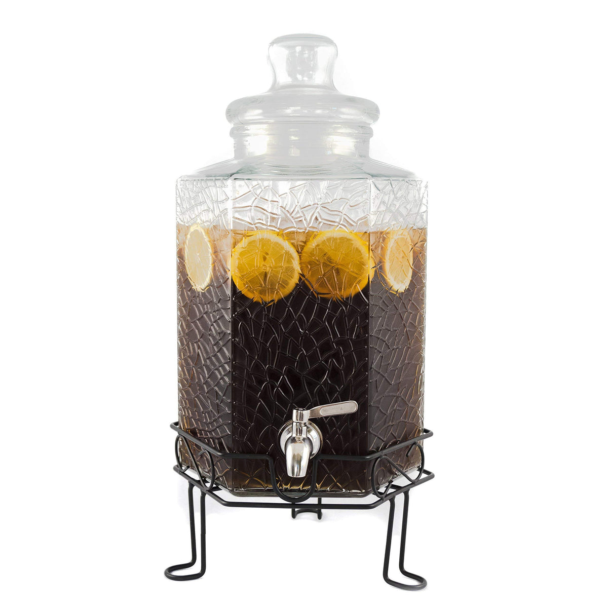 2.5 Gallon Glass Beverage Dispenser with Spigot and Stand M457805