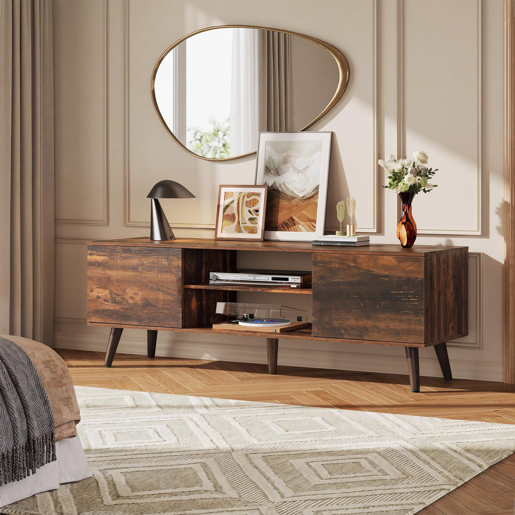 TV Stand with 2 Cabinets Storage & Adjustable Shelf H10602