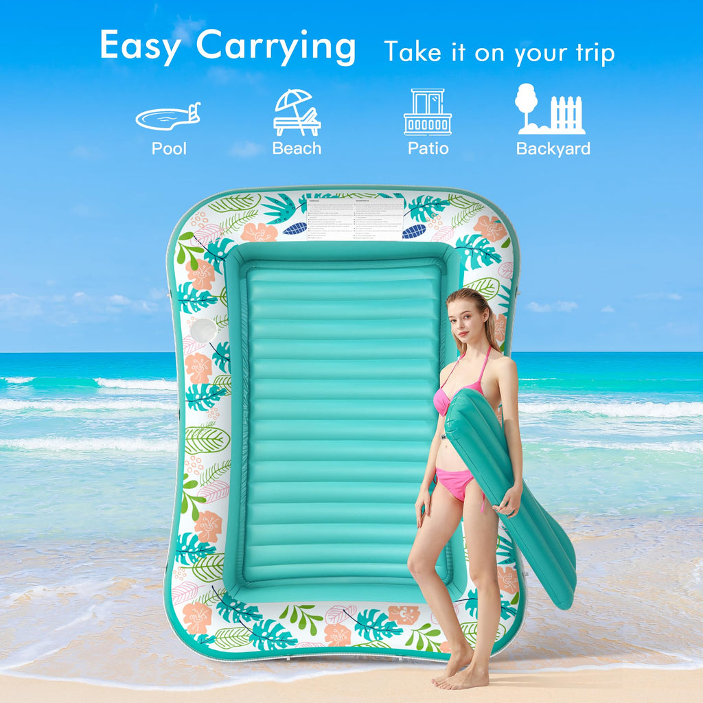 Inflatable Tanning Pool Lounger 75" x 51" Green D80712