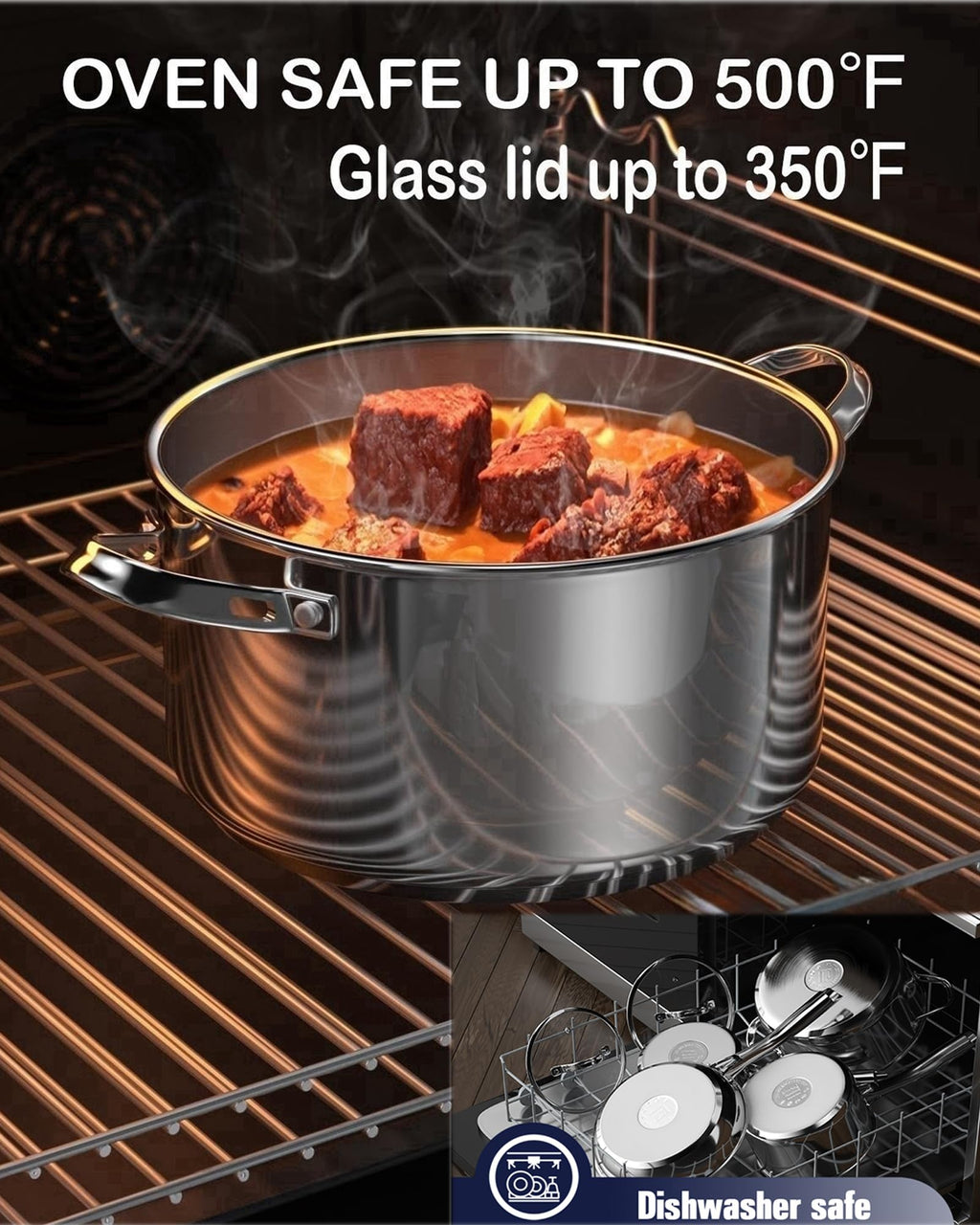 7 Quart Stainless Steel Stock Pot with Lid F18974