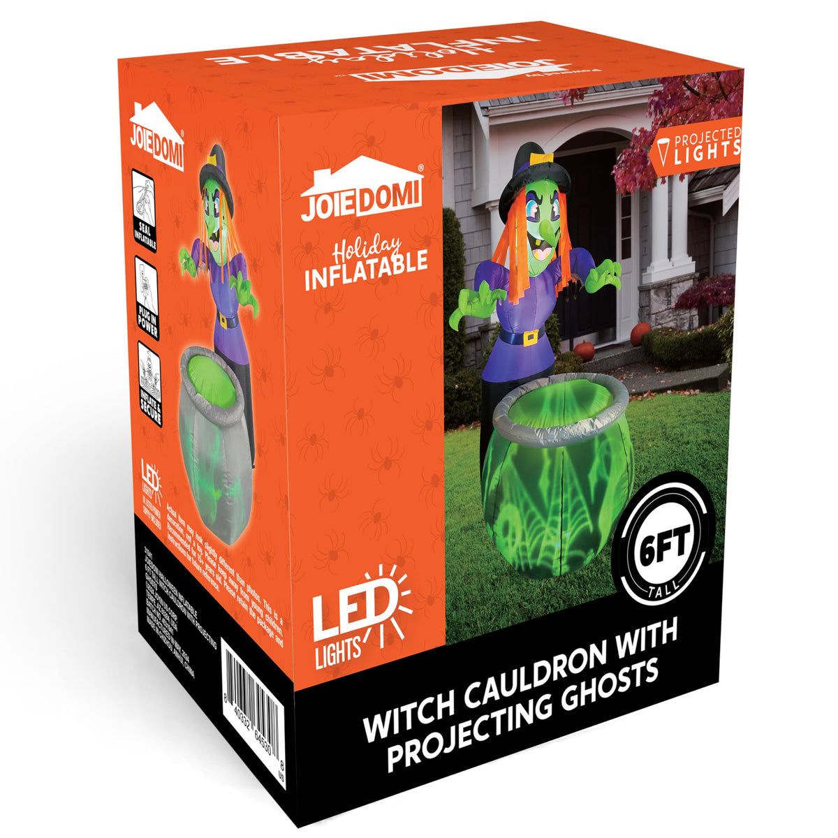 6 Ft Halloween Inflatable Witch and Cauldron Decoration with Green Ghost Light X19009