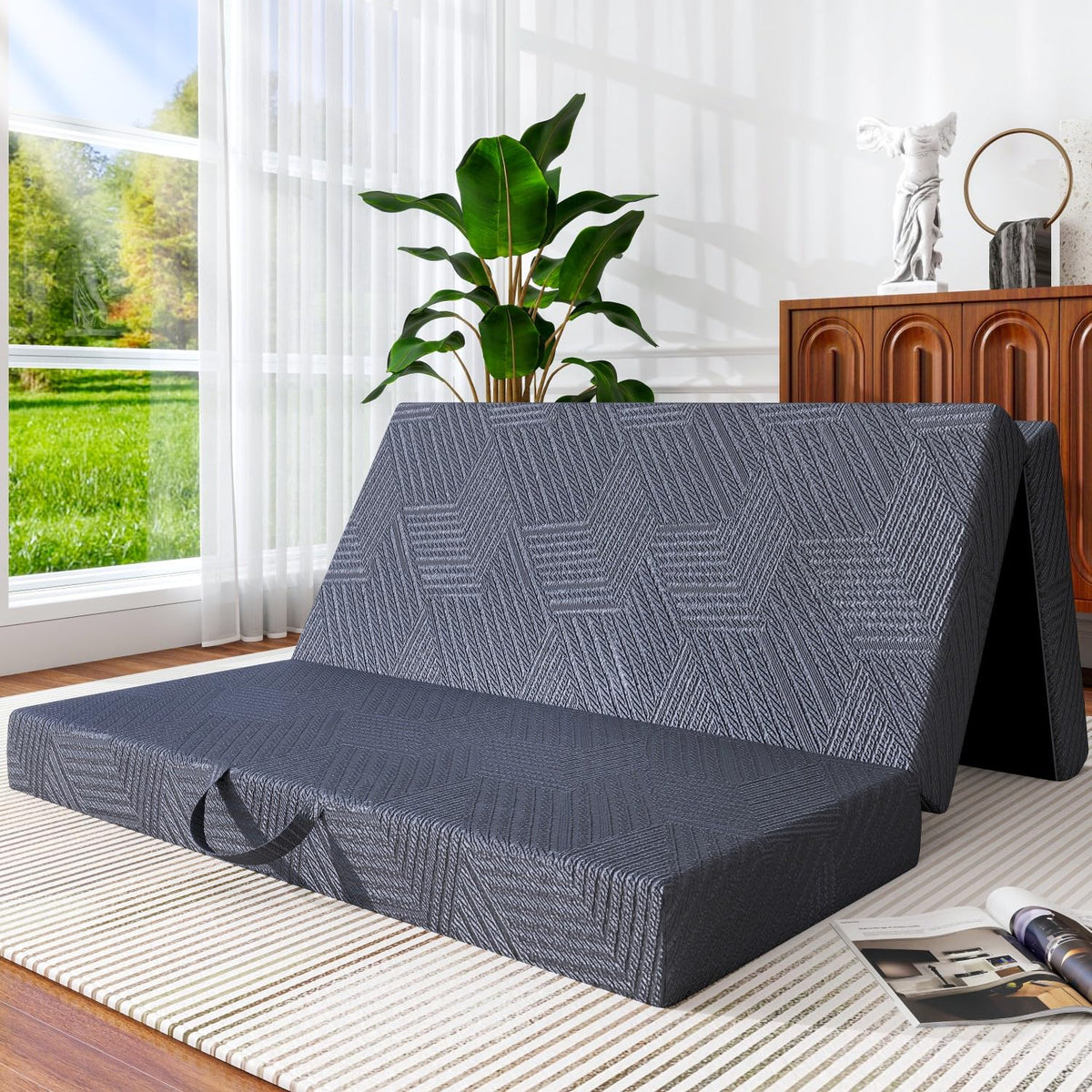6 Inch Cooling Gel Memory Foam Trifold Mattress with Ice Silk Cover V952