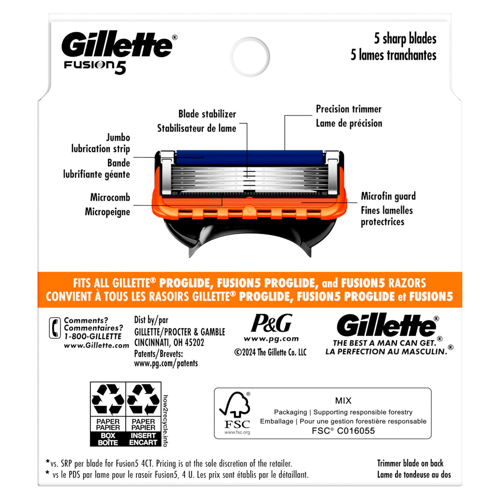 5-Blade Mens Razor Blade Refills, 12 Count P69901