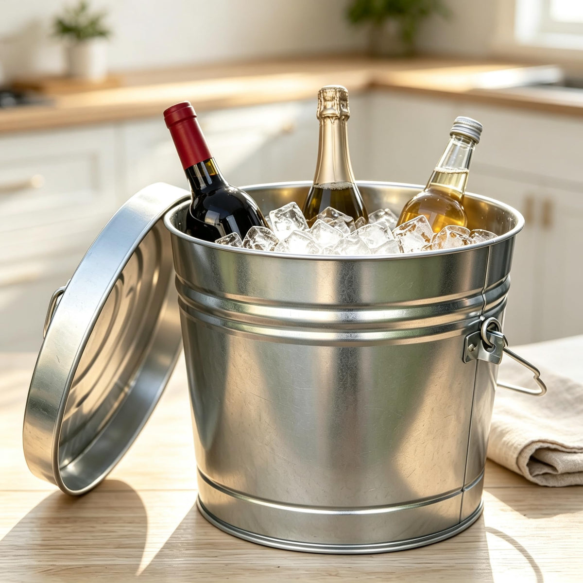 6 Gal Galvanized Steel Storage Can with Locking Lid F668752