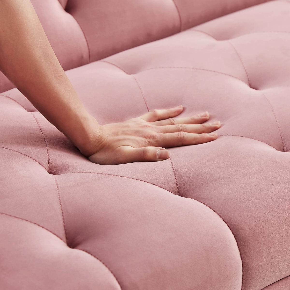 Pink Velvet Convertible Sleeper Sofa Bed X55087