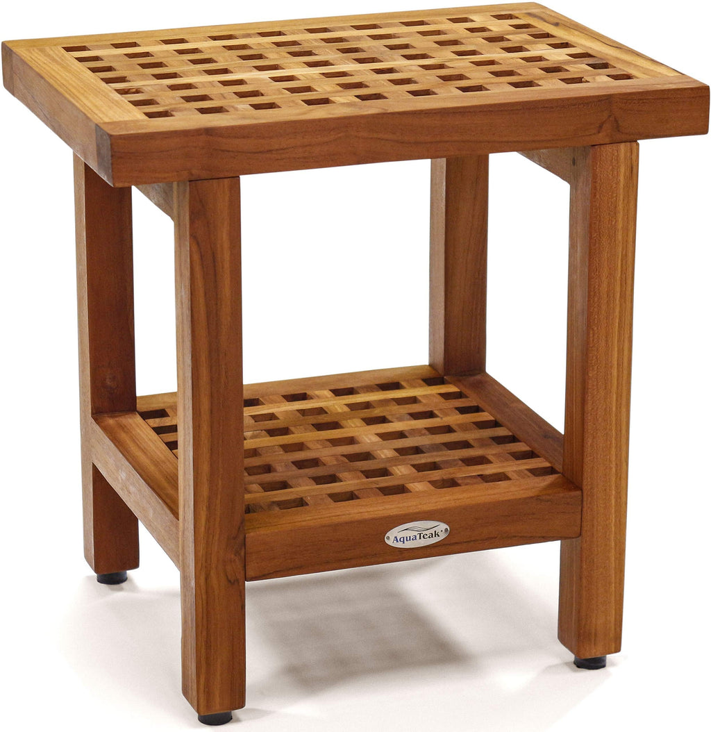 18" Teak Shower Bench with Shelf V48043