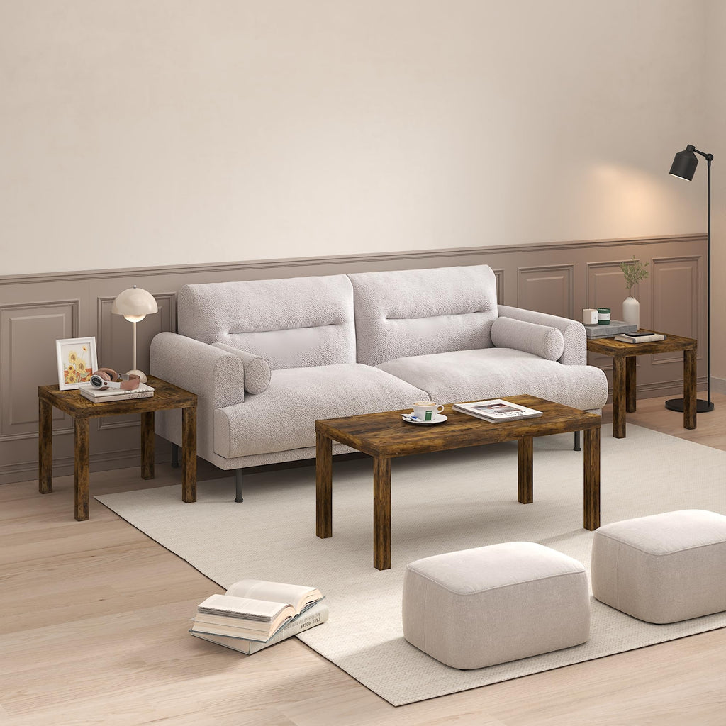 Rustic Brown Square Side Table Set of 2 S36396