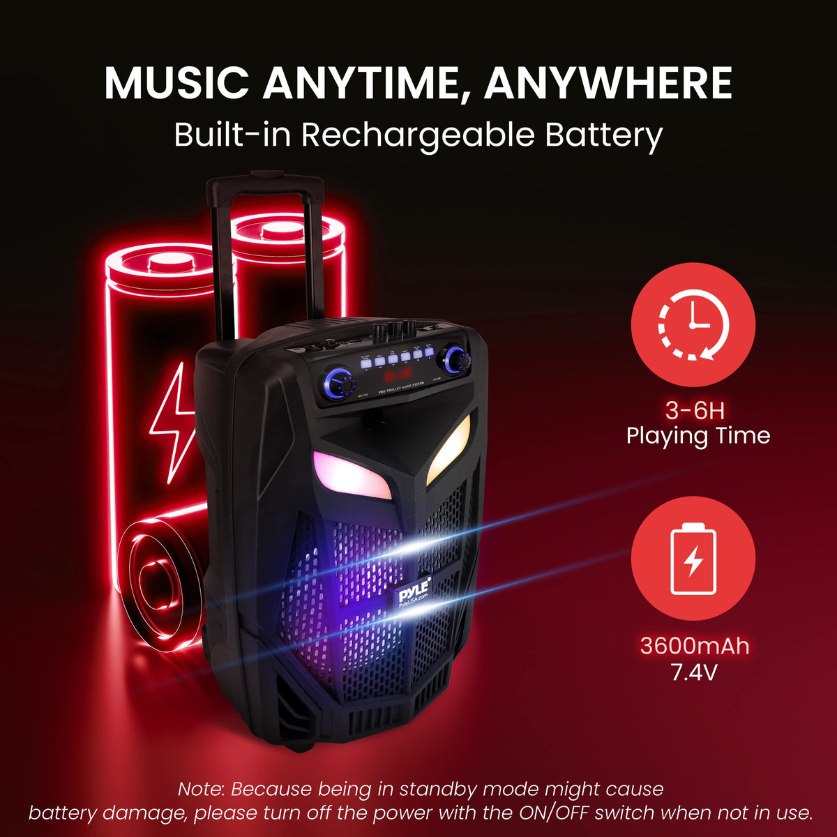 Portable Bluetooth PA Speaker System 600W 10” with 2 Wireless Microphones T722279