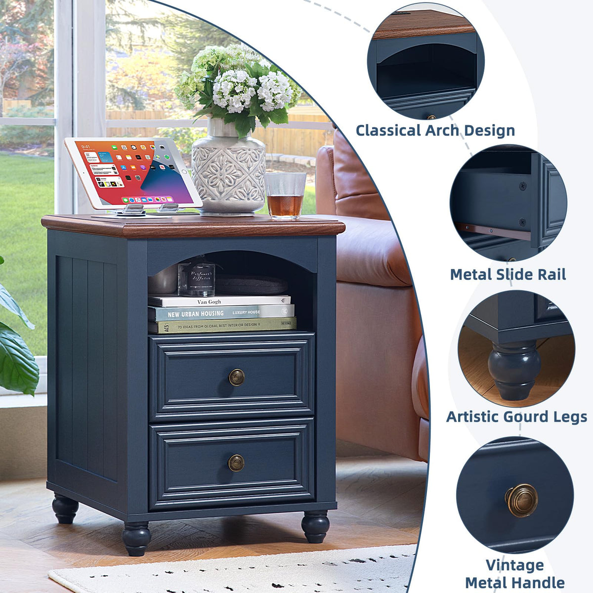 18" Nightstand with Charger Station D787