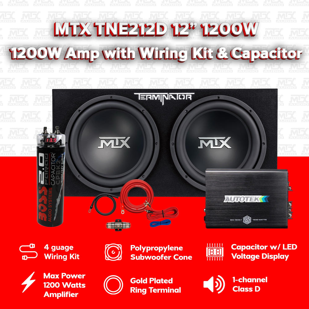 Dual 12" Subwoofer Box, Mono Amp, & Wiring Kit V63547