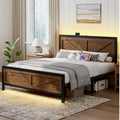 Queen Size Metal Platform Bed Frame with Storage D933818