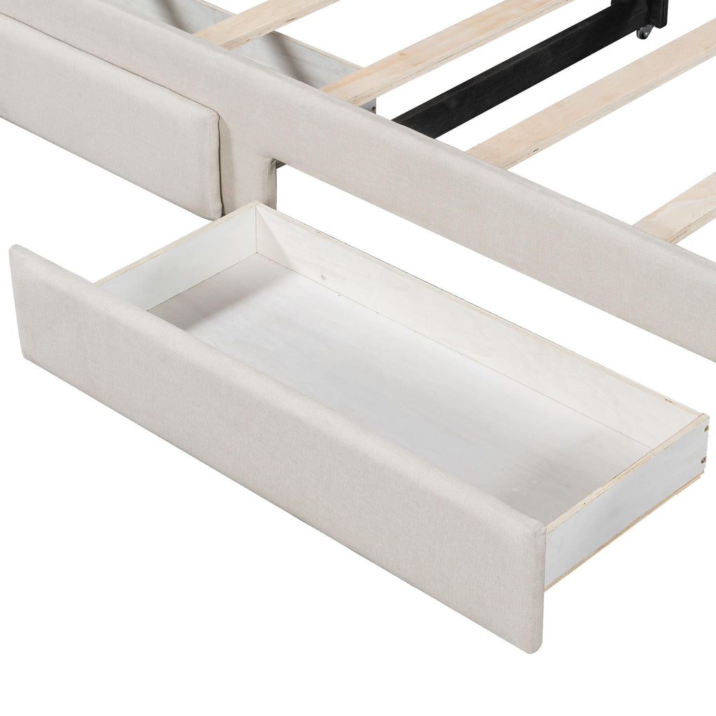 Twin XL to King Size Upholstered Daybed with Trundle and 2 Storage Drawers M223