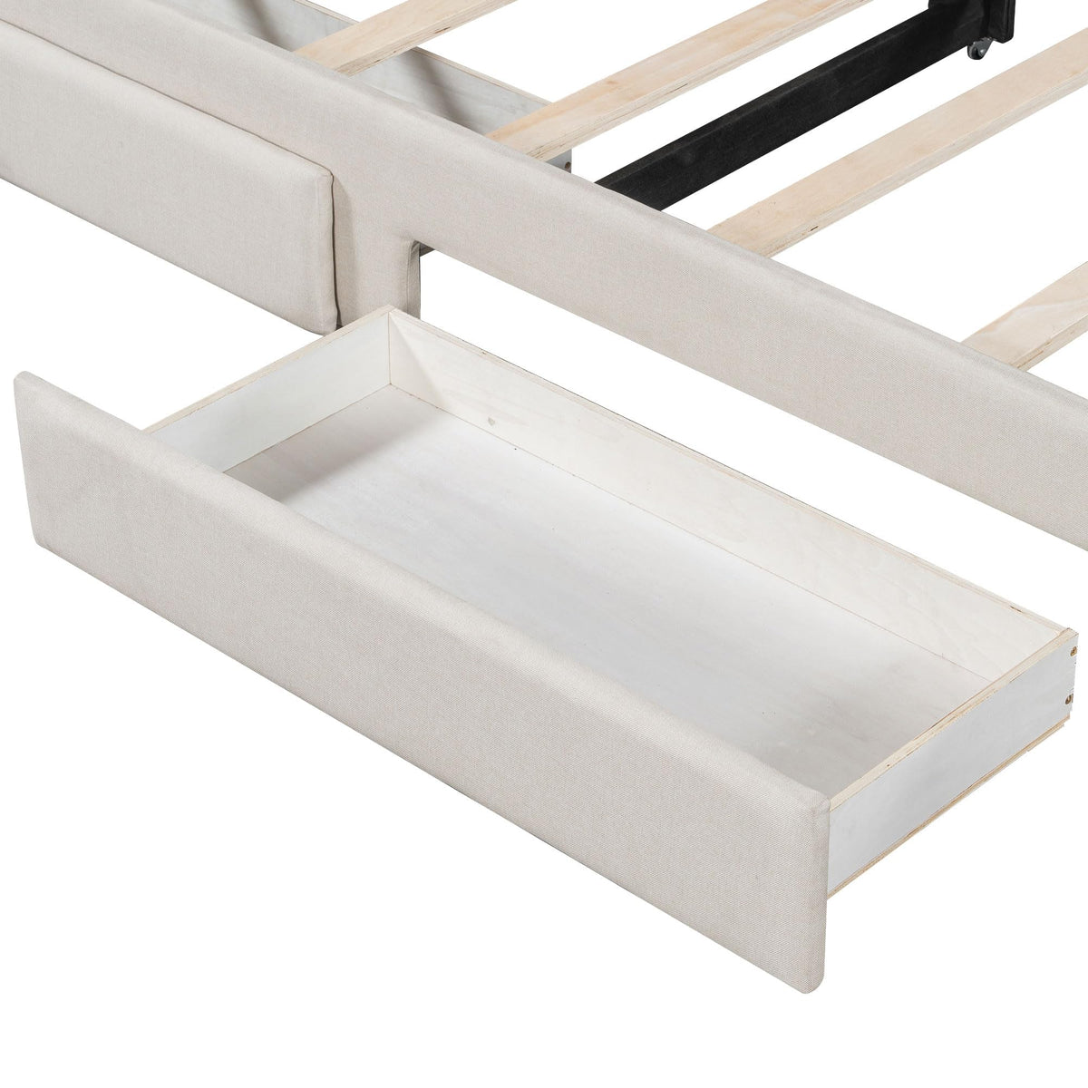 Twin XL to King Size Upholstered Daybed with Trundle and 2 Storage Drawers M223