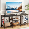 Black TV Stand with Outlets Q455