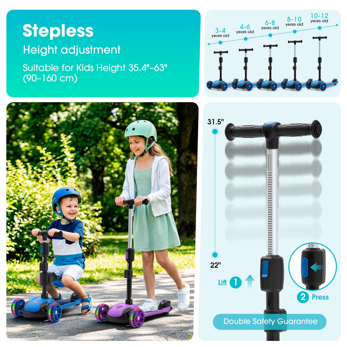 2-in-1 Folding 3 Wheel Kick Scooter Y141090