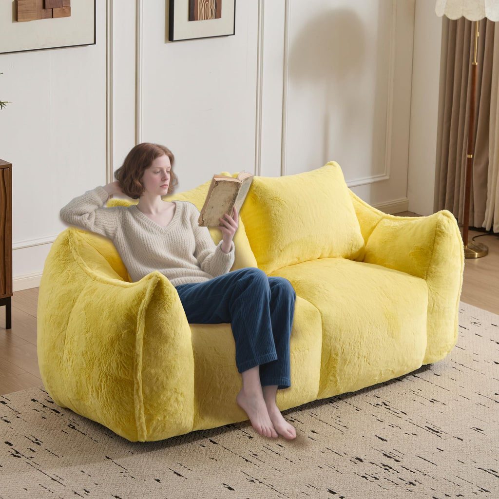 Oversized Ultra Soft Fluffy Faux Fur Bean Bag Chair with Pillows M399