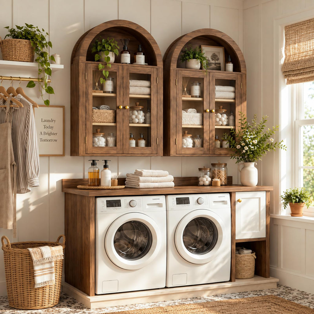 Wall Mount Medicine Cabinet with Glass Doors and Adjustable Shelves U5644