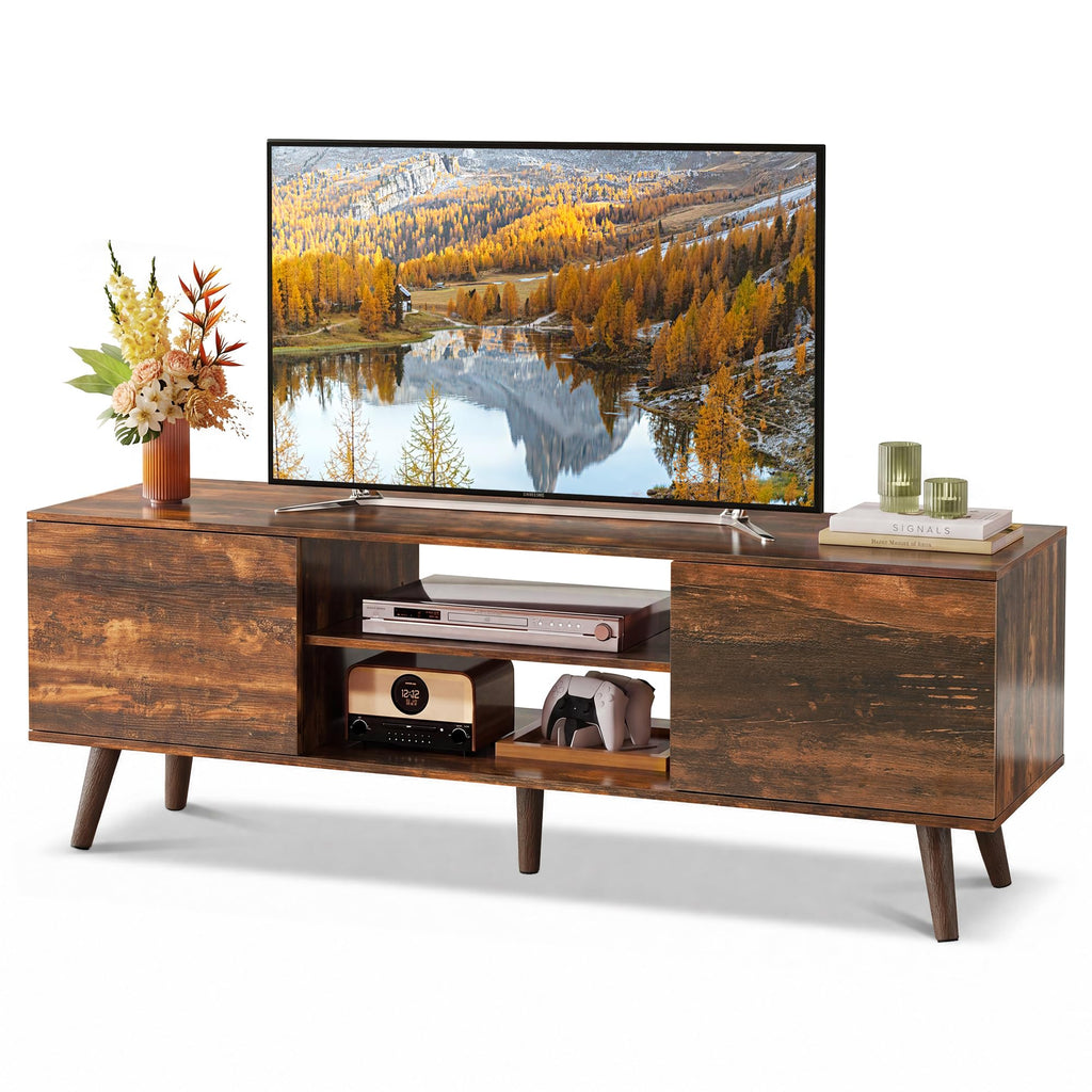 TV Stand with 2 Cabinets Storage & Adjustable Shelf H10602