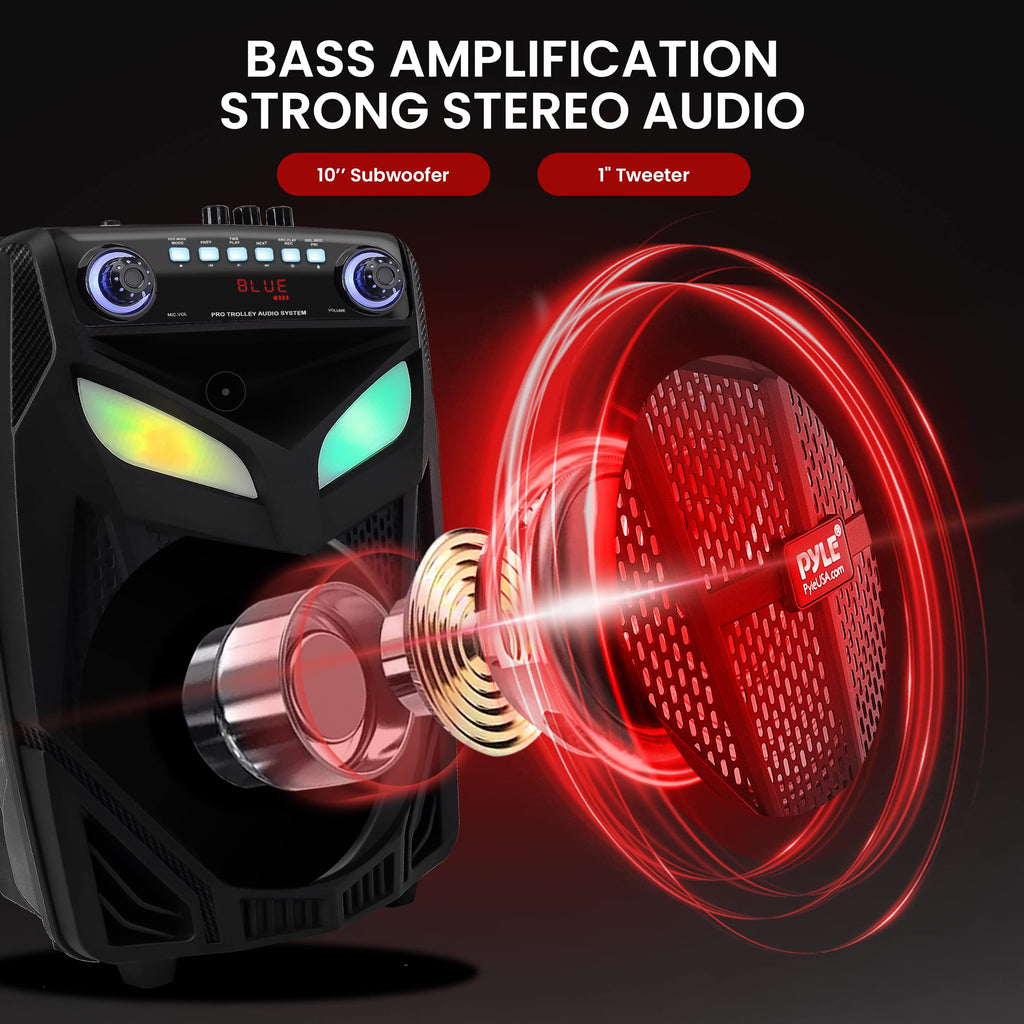 Portable Bluetooth PA Speaker System 600W 10” with 2 Wireless Microphones T722279