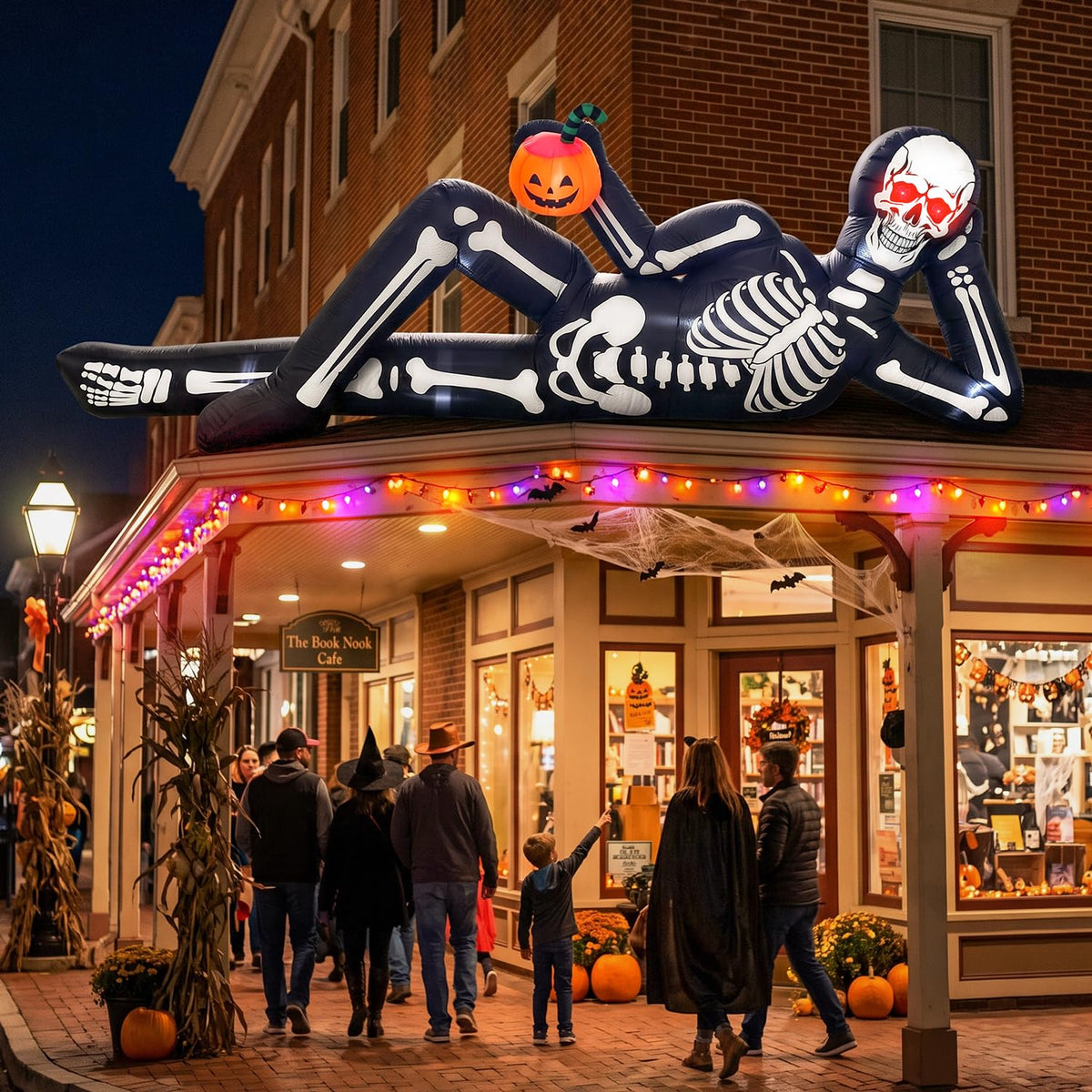 12FT Halloween Inflatable Lying Skeleton Decoration G875412