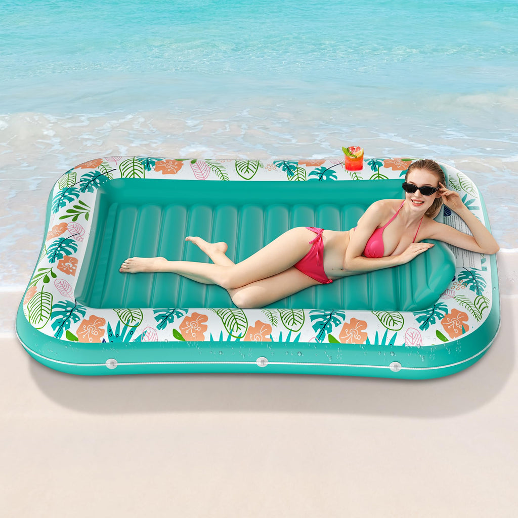 Inflatable Tanning Pool Lounger 75" x 51" Green D80712