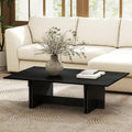 48" Rustic Wood Coffee Table with Geometric Base T87469