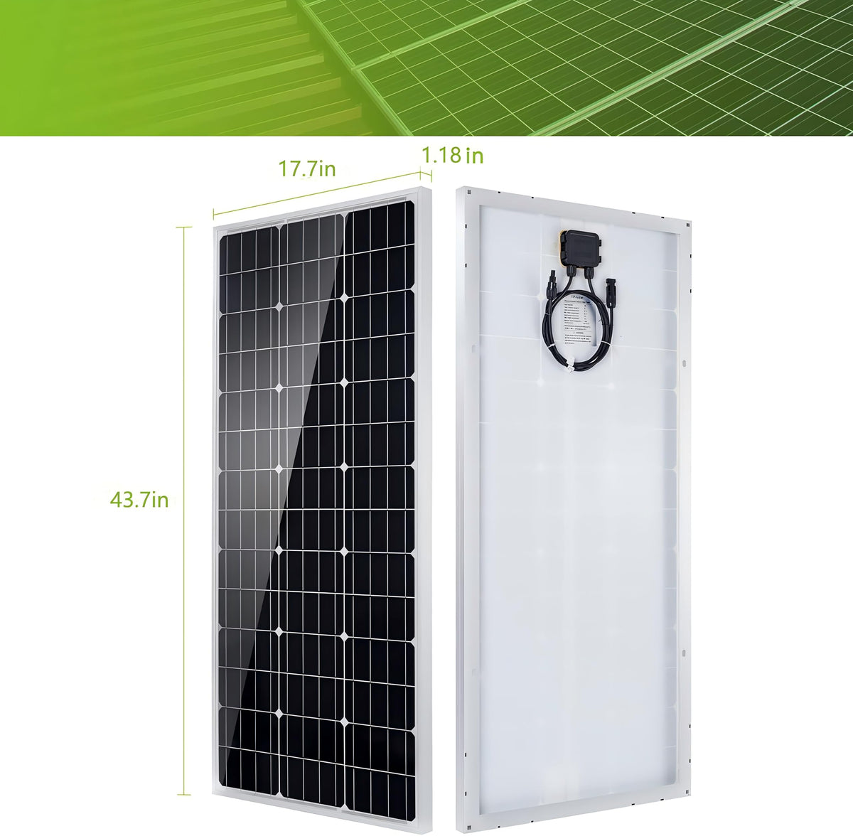 100 Watt 12 Volt Monocrystalline Solar Panel Kit L35750