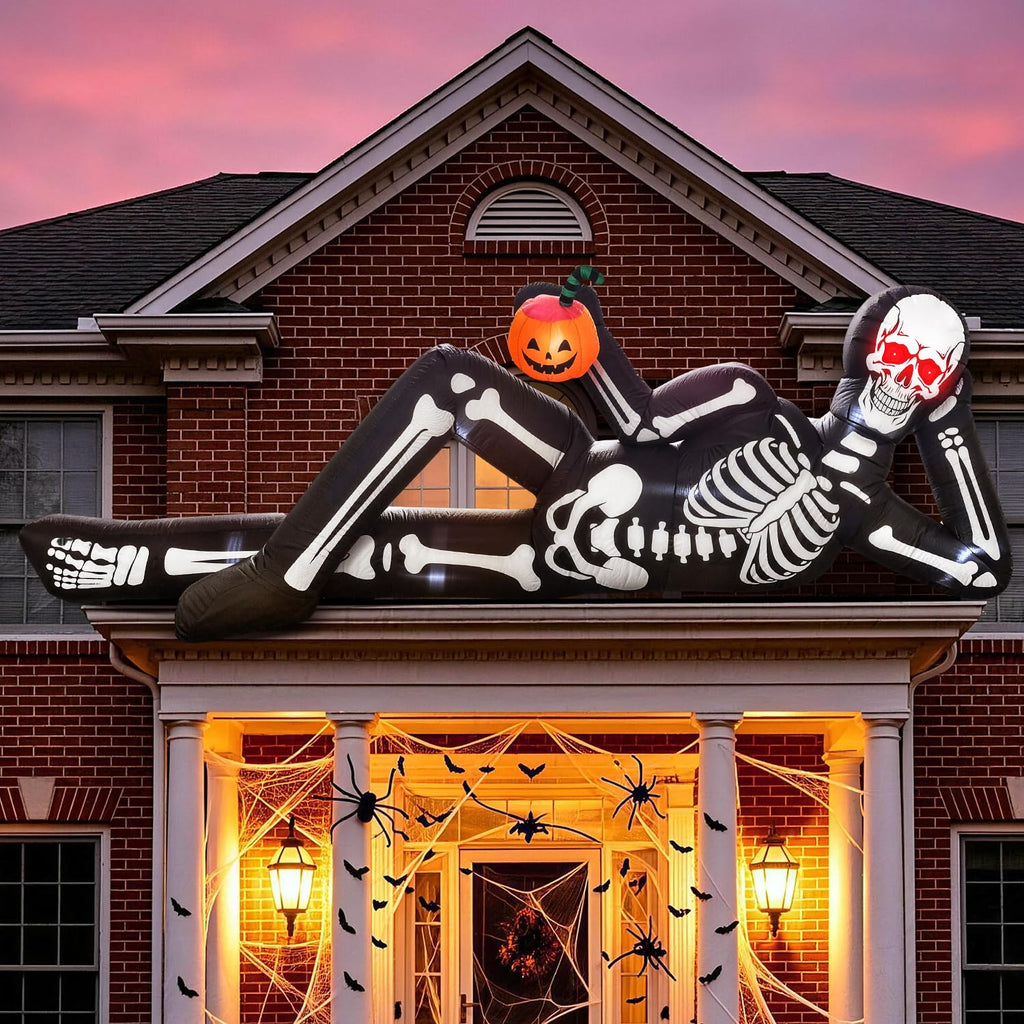 12FT Halloween Inflatable Lying Skeleton Decoration G875412