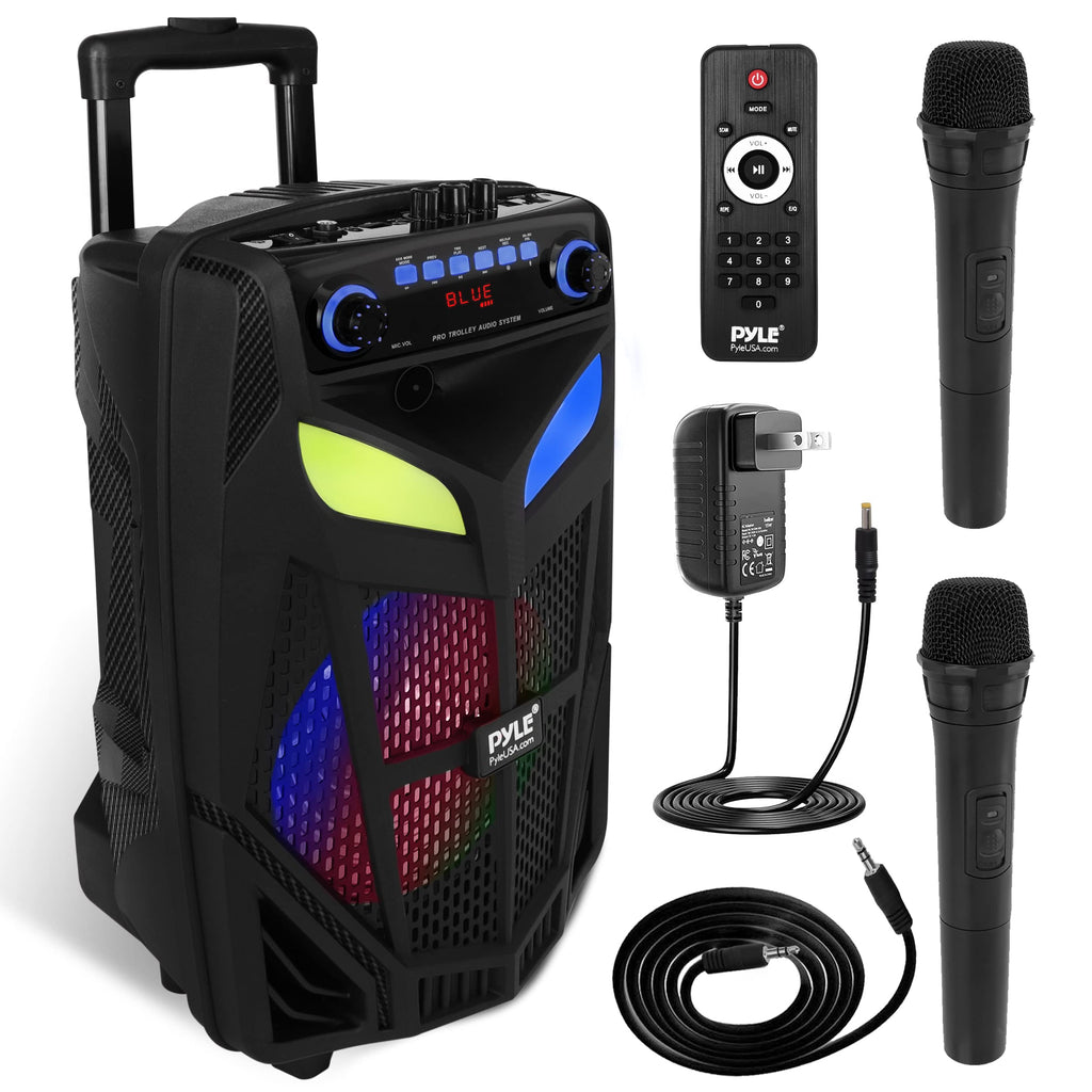 Portable Bluetooth PA Speaker System 600W 10” with 2 Wireless Microphones T722279