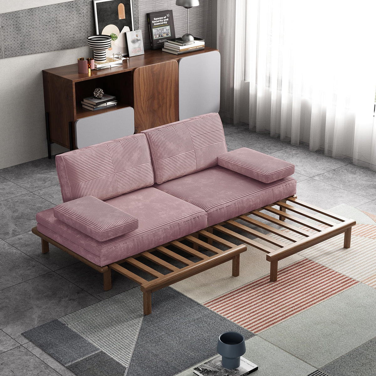 78.7" Pink Velvet Sofa Bed W81333