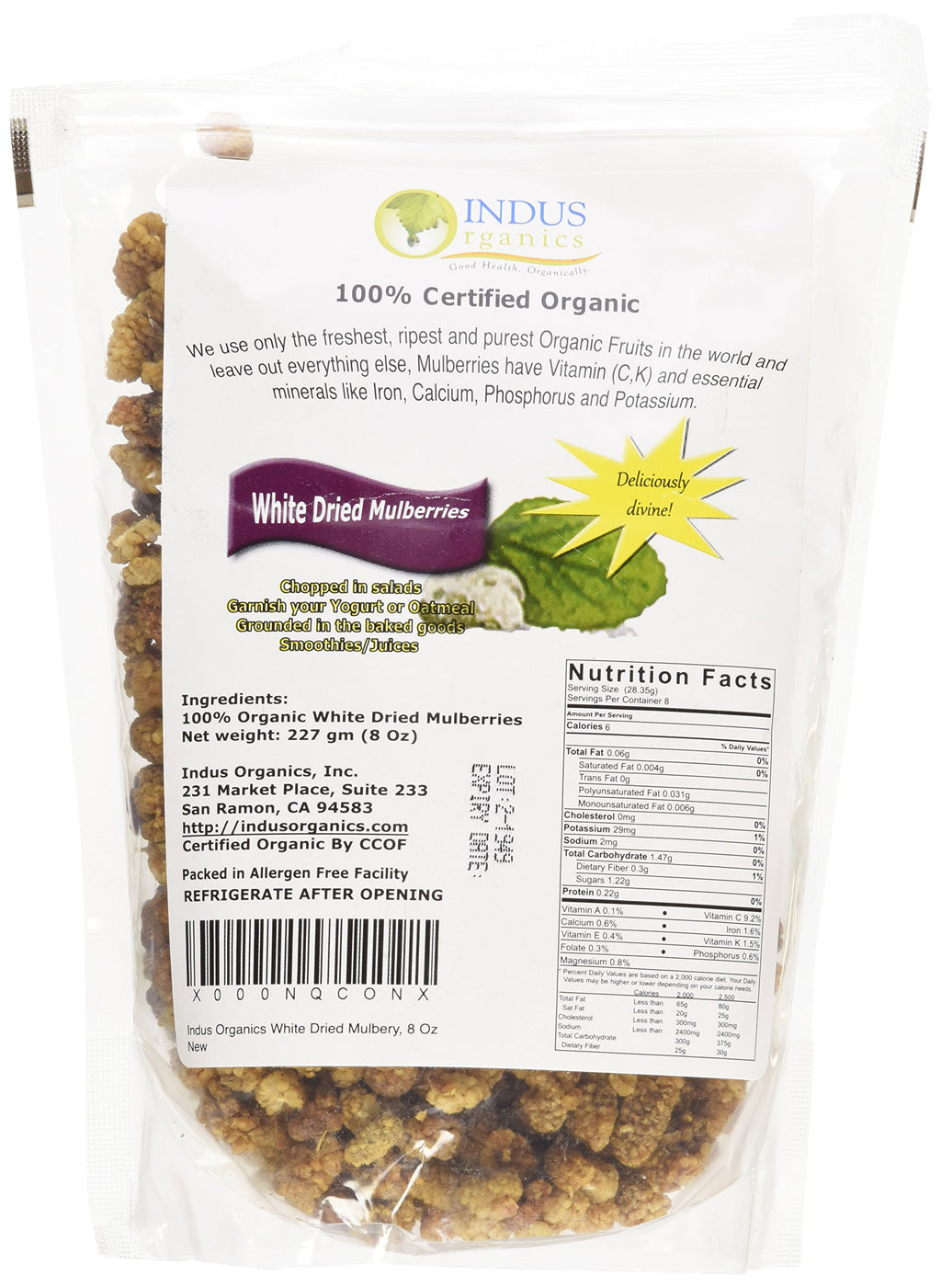 Organic Dried Mulberries 8 Oz L4965