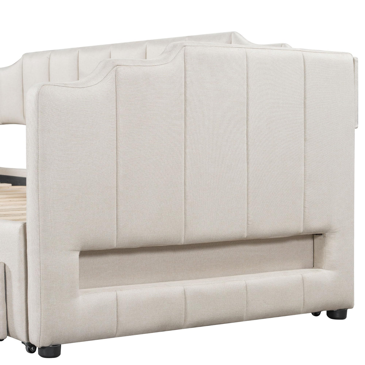 Twin XL to King Size Upholstered Daybed with Trundle and 2 Storage Drawers M223