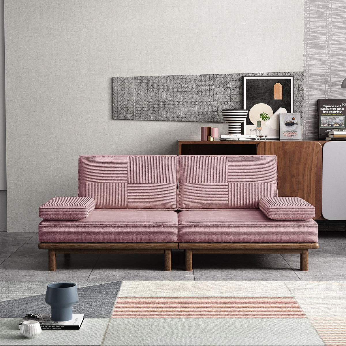 78.7" Pink Velvet Sofa Bed W81333
