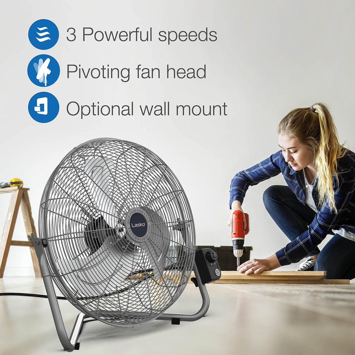 20" Silver High Velocity Wall Mount Fan S79090
