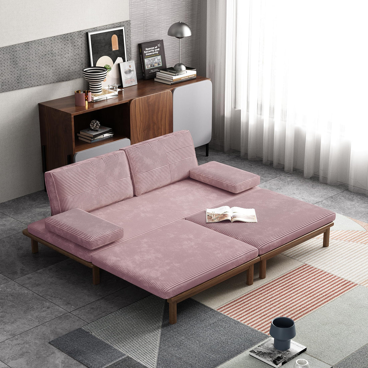 78.7" Pink Velvet Sofa Bed W81333