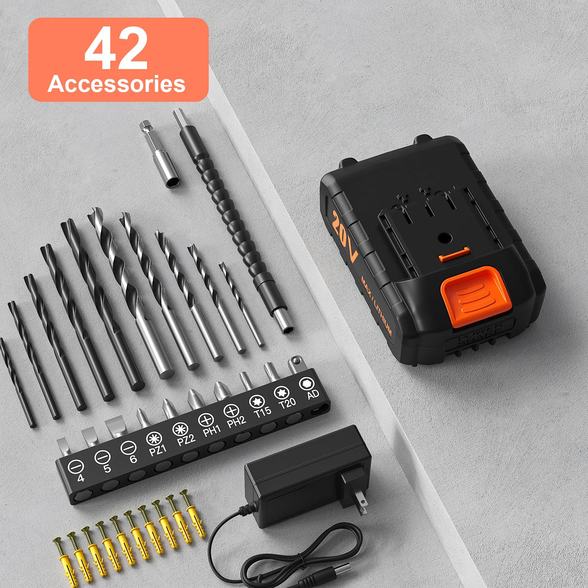 Cordless Drill Set 20V with 2.0Ah Power Pack and Charger X3095