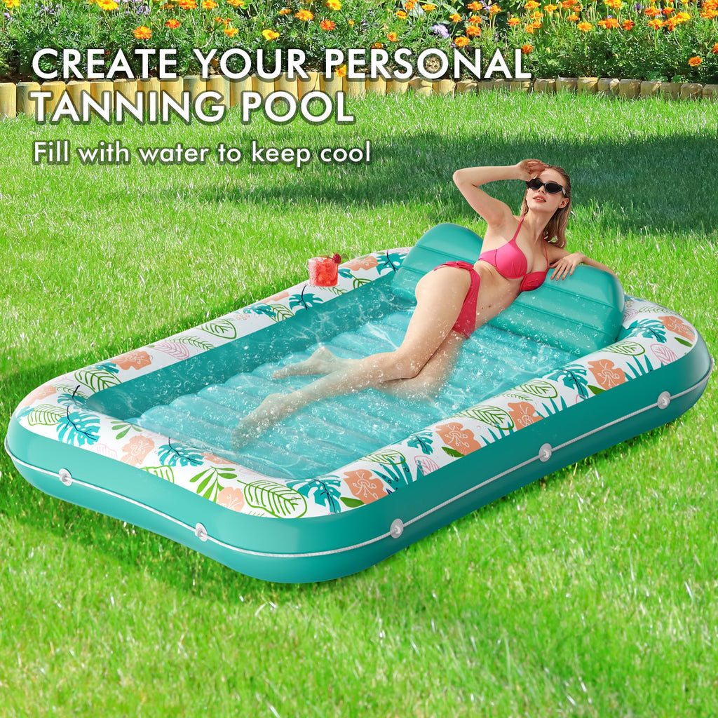 Inflatable Tanning Pool Lounger 75" x 51" Green D80712